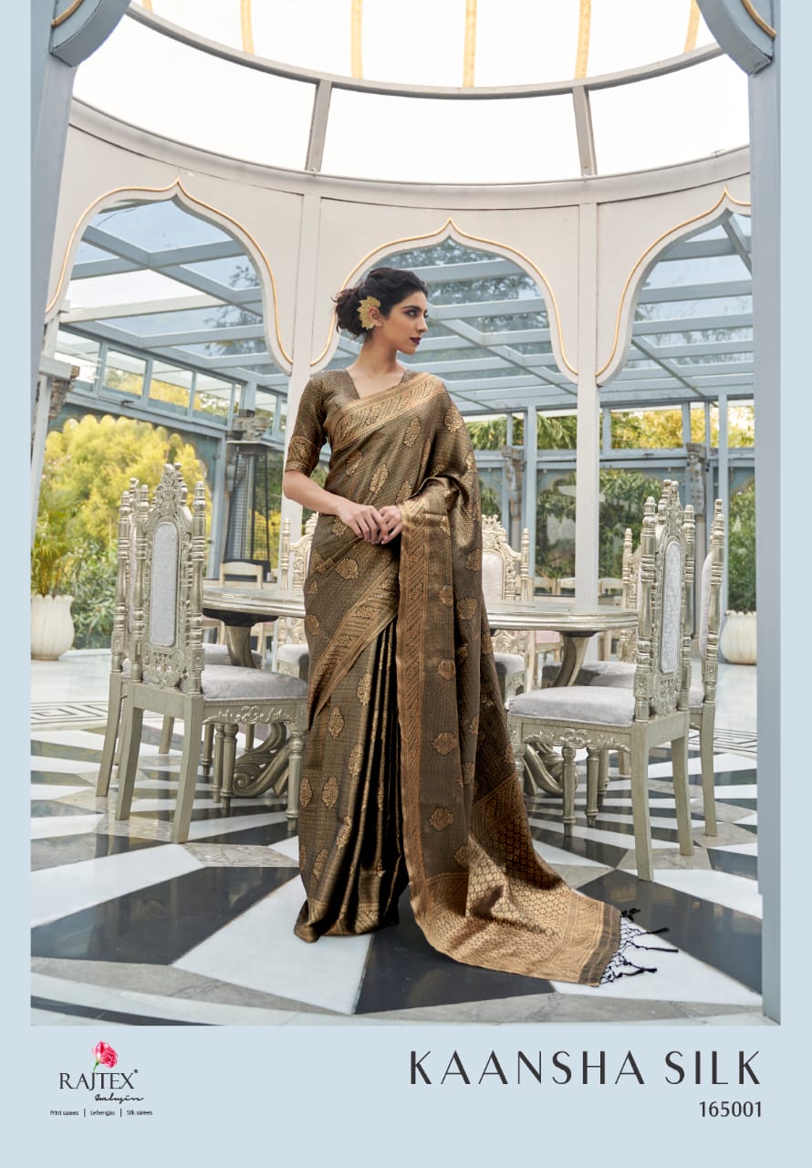 Rajtex Kaansha Latest Fancy  Designer Banarasi silk with soft zari weaving Exclusive Silk Saree Collection